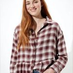 American Eagle NWT Oversized Flannel Babydoll Shirt Photo 0
