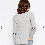 ASOS Gray Crewneck Sweater with French Bulldog elbow patch Womens Size 4 Knit Photo 1