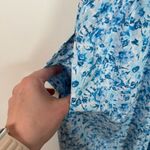 Free People White And Blue Dainty Floral Bohemian Puff Sleeve Maxi Dress Photo 6