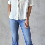 Outerknown Sea The Costa Crop Jeans Blue Wash Frayed Hem Denim Size 34 18 Photo 0