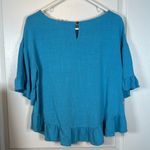 Entro  Blue Bell Sleeve Peplum Oversize Blouse Size Small EUC #7723 Photo 3