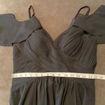 Women’s Black Full Length Cold Shoulder Chiffon Formal Dress Leg Slit Size 8 Photo 10