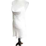 Meshki  Mini Slip Dress Cowl Neck Satin Size XL Pearly White Party Dress Wedding Photo 2