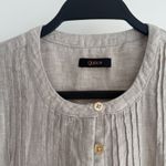 Quince European Linen Swing Dress Small Beige Flax Color Sleeveless Pintuck Photo 3