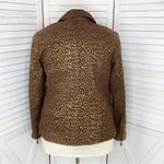 Pamela McCoy Metallic Leopard Print Leather Coat Brown Gold 1X‎ Zipper Front Photo 4