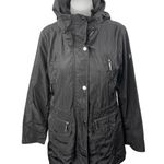 Michael Kors Women's Black Full Zip Drawstring Hoodie Hooded Rain Coat Jacket S Photo 0