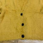 FOR THEE Mustard Yellow Fuzzy Knit Button Up Cardigan Sweater Womens Size XS Photo 1