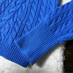 J.Crew  Blue Diagonal Cable Knit Cotton Sweater Photo 4