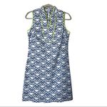 Vince Camuto  White/Blue Neon Filigree Sleeveless Shift Dress Size 4 Photo 1