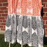 Blue/Orange Print Maxi Swim Coverup with tassels and pompoms Large Blue Photo 1