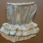 Ramy Brook  Tilda strapless tube top cover gold lurex and crochet hem, XS, NWT Photo 6