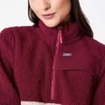 FIGS On-Shift High Pile Fleece Pullover Jacket in Deep Cranberry, Size X-Small Photo 2