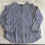 J.Crew Tunic in bold stripe cotton poplin top blue white size small collarless Photo 0