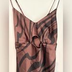 House of Harlow  1960 Satin Maxi Slip Dress Brown Cut Out Spaghetti Straps Small Photo 2