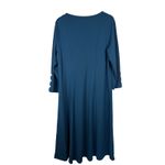 Soft Surroundings  Teal Blue Scallop‎ Sleeve Keyhole Neck Maxi Dress Size Large Photo 1