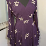 Free People Boho Jasmine Purple floral embroidered kimono bell sleeve dress size 0 Photo 0