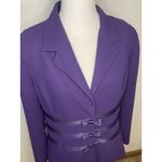 Womens Size 14 Dress Suit Two Piece Purple Plum Satin Bows Skirt Long Sleeve Top Photo 2
