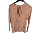 Juicy Couture | Pink Ribbed Knit Top Tie Back Embellished Neck Size Medium Photo 3