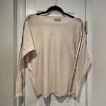 Liv Milano Size M Pale Pink Boat Neck Ribbon Beaded Embellished Sleeve Knit Top Size M Photo 0