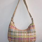 The Sak Tan, Green, Pink, White, Orange, Blue Striped Woven Ribbon Purse Photo 3