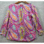 Ralph Lauren Lauren Pink Paisley Ruffle Blouse Womens Size M Photo 3
