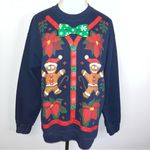 Gildan Ugly Christmas Gingerbread Man Heavy Blend Sweatshirt Navy Blue Medium Photo 0