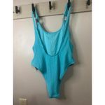 Aerie Aqua Blue Ribbed One-Piece Swimsuit Large Photo 1