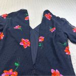 DKNY  Party Floral Navy and Pink Flower Bow neck Ruffle Sheer Sleeves Mini Dress Photo 11