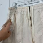 Free People Medium Cream Cropped Cargo Tapered Drawstring Pants with Pockets Photo 2