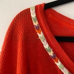 We The Free  Orange Red Embroidered Henley Long Sleeve Shirt Women's size Medium Photo 2