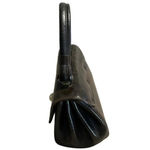 Jaclyn Brown Leather Purse Brass Closure Zip Pockets Flap Handbag Top Handle Photo 5