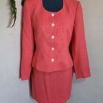 Karen Scott Salmon Pink Skirt Blazer Suit Photo 0