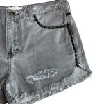 Free People Size 27 Embroidered Trim Denim Shorts Washed Black Distressed Grunge Photo 2