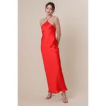 Line and Dot  Kira Maxi Dress in Tomato Red Medium New Womens Satin Gown Photo 13
