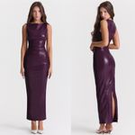 House Of CB HOUSE OF CB 'Sahara' Merlot Vegan Leather Maxi Dress NWT size XS Photo 3