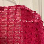 EUC Mirror Image women’s‎ bright pink crochet pattern drapey open front sweater Size L Photo 6