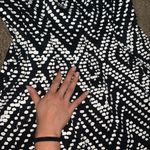 AB Studio Size 6 Spotted Diamond Patterned Cinched Pleated A-Line Midi Dress Photo 1