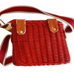 Maggi B Shoulder Bag Wicker Purse Square Bag Burnt Orange 7" L x 5" H 17" strap Photo 4