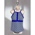 Lands' End  Keyhole Tankini Top Fresh Boreal Blue Tile Pattern Size 10D NWOT!!! Photo 1