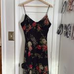 Y2k vintage asymmetrical floral rose print midi dress Black Size XL Photo 2