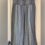 SO  | Blue Striped Linen Gauchos, Size S Photo 0