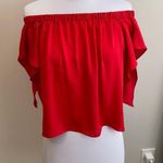 Amanda Uprichard Red Off Shoulder Flutter Sleeve Top Photo 0