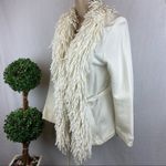 Ruby Rd . Ivory Fringe Trim Cotton Cardigan Tie Ponte Knit Sweater M Photo 2