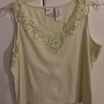 Emma James  Women's Light Yellow Lace Trim V Neck Sleeveless Tank Top Size XL Photo 0