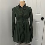 Tough Luv Clothing Army Green Ruffled Zip Up Sweatshirt Dress Photo 1