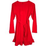 Princess Polly Agnetha Mini Dress Red Long Sleeve Wrap Ruffle Flounce Women's 8 Photo 1