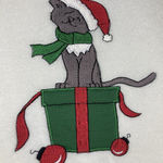 Bobbie Brooks Christmas Sweater M 10/12 Cat Present Ivory V Photo 0