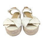 Talbots  Espadrille Wedge Platform Sandals White Canvas Bow Ankle Strap‎ Sz 8M Photo 2