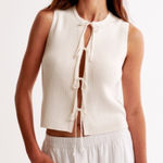 Abercrombie & Fitch Abercrombie tie front sweater vest high neck bows Photo 0