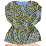 Nine West  Women’s Slit Neck Long Sleeve Top yellow black white floral S Photo 0